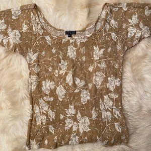 Rampage Top with Tan & White Floral Pattern